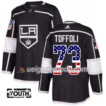 Kinder Eishockey Los Angeles Kings Trikot Tyler Toffoli 73 Adidas 2017-2018 Schwarz USA Flag Fashion Authentic